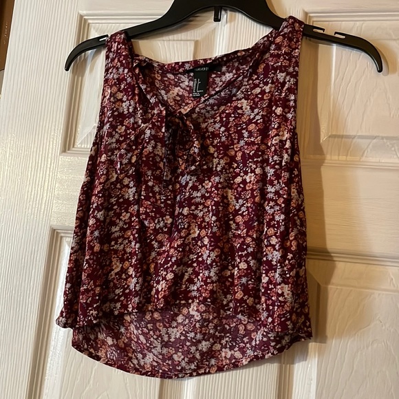 Forever21 Neck Tie Floral Crop Top - Picture 1 of 5